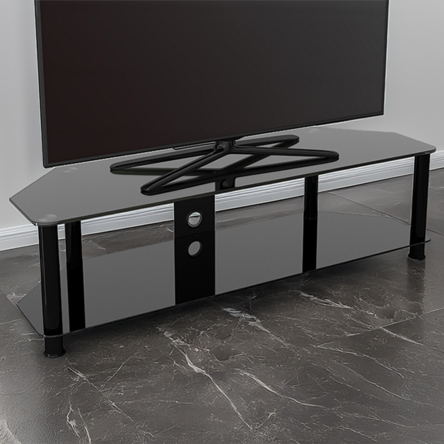AVF Classic 2 Shelf Black Glass Corner TV Unit - AVF Group Ltd - Wilko - image 1
