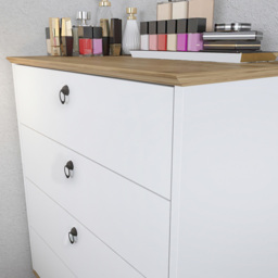 Decorotika Sahra 4 Drawer White and Oud Oak Chest of Drawers - Multi - Wilko - thumbnail 5