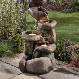 Garden Gear Tumbling Rock Water Feature - Size: 61 x 36 x 31cm - Grey - Wilko - thumbnail 3