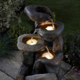 Garden Gear Tumbling Rock Water Feature - Size: 61 x 36 x 31cm - Grey - Wilko - thumbnail 4