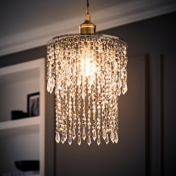 ValueLights Chrome Beaded Droplet Crystal Style Acrylic Ceiling Pendant Shade - Size: 22 x 29 x 22cm - Silver - Wilko - thumbnail 3