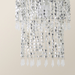 ValueLights Chrome Beaded Droplet Crystal Style Acrylic Ceiling Pendant Shade - Size: 22 x 29 x 22cm - Silver - Wilko - thumbnail 5