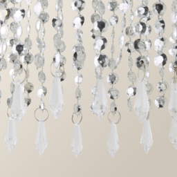 ValueLights Chrome Beaded Droplet Crystal Style Acrylic Ceiling Pendant Shade - Size: 22 x 29 x 22cm - Silver - Wilko - thumbnail 4