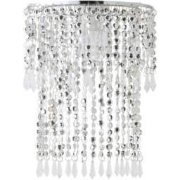 ValueLights Chrome Beaded Droplet Crystal Style Acrylic Ceiling Pendant Shade - Size: 22 x 29 x 22cm - Silver - Wilko - thumbnail 1