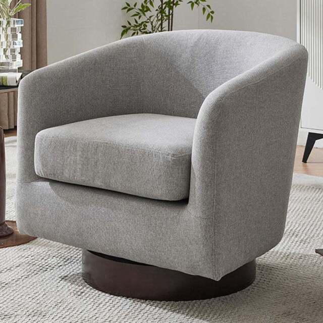 Living and Home Light Grey PU Leather Retro Swivel Armchair - Size: 73.5 x 78 x 65cm - Wilko - image 1