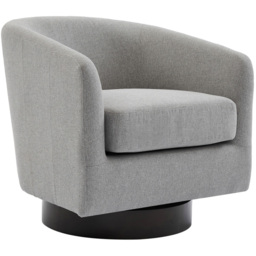 Living and Home Light Grey PU Leather Retro Swivel Armchair - Size: 73.5 x 78 x 65cm - Wilko - thumbnail 3