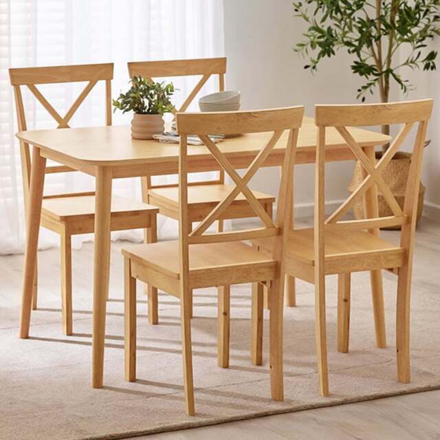 Furniturebox Lymington Marros 4 Seater Wooden Dining Set Oak Effect - Brown - Wilko - image 1