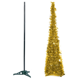 Living and Home Gold Pop Up Tinsel Christmas Tree with Base 4ft - Wilko - thumbnail 1