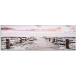 Beach Path Embellished Canvas - Pink - Wilko - thumbnail 1