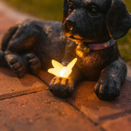 Marco Paul Puppy With Solar Butterfly - Size: 12.5 x 22 x 14cm - Brown - Wilko - thumbnail 5
