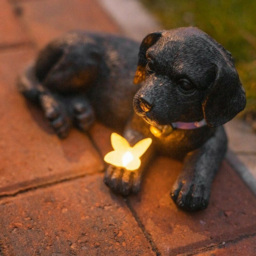 Marco Paul Puppy With Solar Butterfly - Size: 12.5 x 22 x 14cm - Brown - Wilko - thumbnail 7