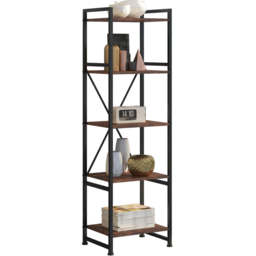tectake Manchester 5 Shelf Industrial Dark Wood Bookcase - Brown - Wilko - thumbnail 3