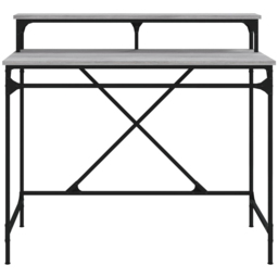 vidaXL Single Shelf Industrial Style Computer Desk Grey Sonoma - Size: 90 x 100 x 50cm - Wilko - thumbnail 5