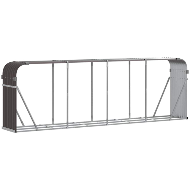 vidaXL Brown Galvanised Steel Firewood Log Holder 100 x 300 x 45cm - Wilko - image 1