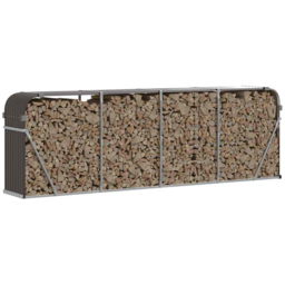 vidaXL Brown Galvanised Steel Firewood Log Holder 100 x 300 x 45cm - Wilko - thumbnail 3