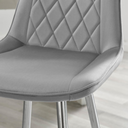 Furniturebox Cesano Grey Velvet Silver Legs Counter Stools Set of 2 - Wilko - thumbnail 3