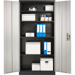MMT Furniture Designs 2 Door Grey and Black Steel Lockable Filing Cabinet - Size: 180 x 90 x 40cm - Wilko - thumbnail 5