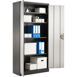 MMT Furniture Designs 2 Door Grey and Black Steel Lockable Filing Cabinet - Size: 180 x 90 x 40cm - Wilko - thumbnail 4