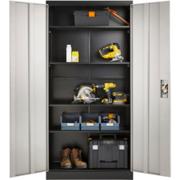 MMT Furniture Designs 2 Door Grey and Black Steel Lockable Filing Cabinet - Size: 180 x 90 x 40cm - Wilko - thumbnail 6