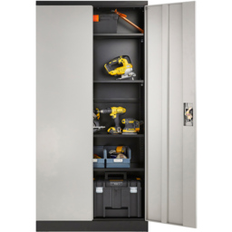 MMT Furniture Designs 2 Door Grey and Black Steel Lockable Filing Cabinet - Size: 180 x 90 x 40cm - Wilko - thumbnail 7