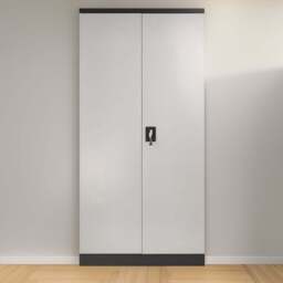 MMT Furniture Designs 2 Door Grey and Black Steel Lockable Filing Cabinet - Size: 180 x 90 x 40cm - Wilko - thumbnail 1
