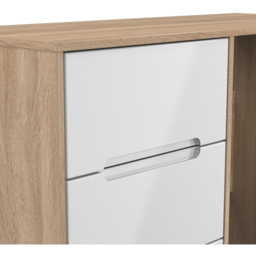 Crowndale Monaco 3 Drawer White Gloss and Bardolino Oak Vanity Dressing Table Ready Assembled - Size: 73 x 97 x 40cm - White Gloss & Bardolino Oak - W - thumbnail 6