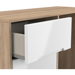 Crowndale Monaco 3 Drawer White Gloss and Bardolino Oak Vanity Dressing Table Ready Assembled - Size: 73 x 97 x 40cm - White Gloss & Bardolino Oak - W - thumbnail 7