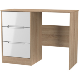 Crowndale Monaco 3 Drawer White Gloss and Bardolino Oak Vanity Dressing Table Ready Assembled - Size: 73 x 97 x 40cm - White Gloss & Bardolino Oak - W - thumbnail 4