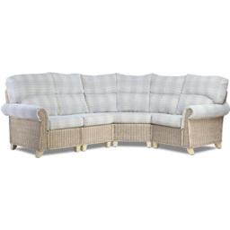 Desser Clifton 5 Seater Natural Rattan Check Fabric Corner Sofa Set - Grey - Wilko - thumbnail 3
