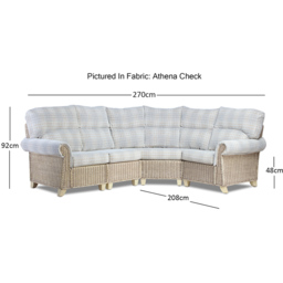 Desser Clifton 5 Seater Natural Rattan Check Fabric Corner Sofa Set - Grey - Wilko - thumbnail 5
