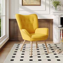 Living and Home Yellow Tufted Button Linen Armchair - Size: Single - Wilko - thumbnail 4