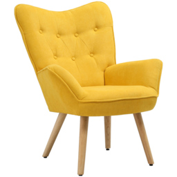 Living and Home Yellow Tufted Button Linen Armchair - Size: Single - Wilko - thumbnail 3
