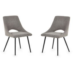 Julian Bowen Set of 2 Grey Iris Boucle Dining Chairs - Wilko - thumbnail 3
