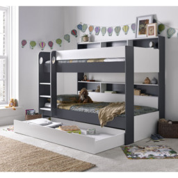 Oliver Grey and White Storage Bunk Bed with Orthopaedic Mattresses - Size: Single - Bedmaster - Wilko - thumbnail 7