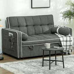 HOMCOM 2 Seater Charcoal Grey Pull Out Sofa Bed - Wilko