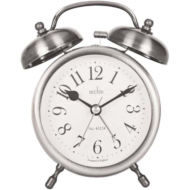 Acctim Pembridge Silver Double Bell Clock 13cm - Size: 5 x 11 x 13cm - Wilko - image 1