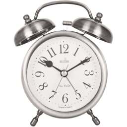 Acctim Pembridge Silver Double Bell Clock 13cm - Size: 5 x 11 x 13cm - Wilko - thumbnail 1