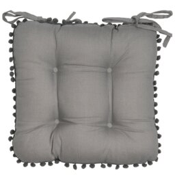 Grey Pom Pom Seat Pad 40 x 40cm 2 Pack - Wilko - thumbnail 1