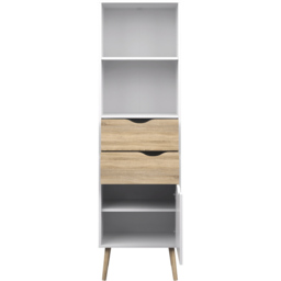 Florence Single Door 2 Drawer White and Oak Bookcase - Size: 39.1 x 50.2 x 171.3cm - Furniture to Go - Wilko - thumbnail 6