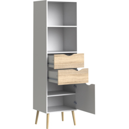 Florence Single Door 2 Drawer White and Oak Bookcase - Size: 39.1 x 50.2 x 171.3cm - Furniture to Go - Wilko - thumbnail 5
