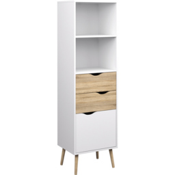 Florence Single Door 2 Drawer White and Oak Bookcase - Size: 39.1 x 50.2 x 171.3cm - Furniture to Go - Wilko - thumbnail 3