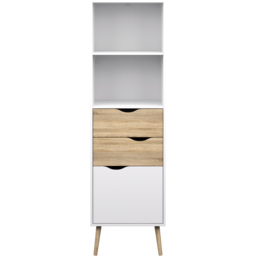 Florence Single Door 2 Drawer White and Oak Bookcase - Size: 39.1 x 50.2 x 171.3cm - Furniture to Go - Wilko - thumbnail 4