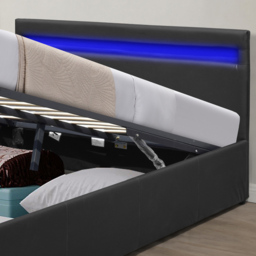 Comfy Living Double Black Faux Leather Ottoman Bed Frame with LED - Wilko - thumbnail 6