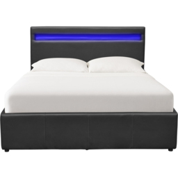 Comfy Living Double Black Faux Leather Ottoman Bed Frame with LED - Wilko - thumbnail 3