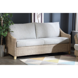 Desser Dijon 5 Seater Natural Rattan Cane Pebble Fabric Sofa Set - Grey - Wilko - thumbnail 6