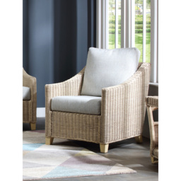 Desser Dijon 5 Seater Natural Rattan Cane Pebble Fabric Sofa Set - Grey - Wilko - thumbnail 7