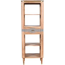 Brooklyn Wilton Single Drawer 4 Shelf Acacia Wood Slim Bookcase - Brown - Wilko - thumbnail 3