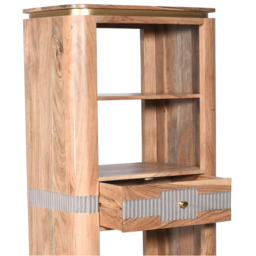 Brooklyn Wilton Single Drawer 4 Shelf Acacia Wood Slim Bookcase - Brown - Wilko - thumbnail 5