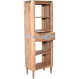 Brooklyn Wilton Single Drawer 4 Shelf Acacia Wood Slim Bookcase - Brown - Wilko - thumbnail 4