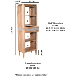 Brooklyn Wilton Single Drawer 4 Shelf Acacia Wood Slim Bookcase - Brown - Wilko - thumbnail 7